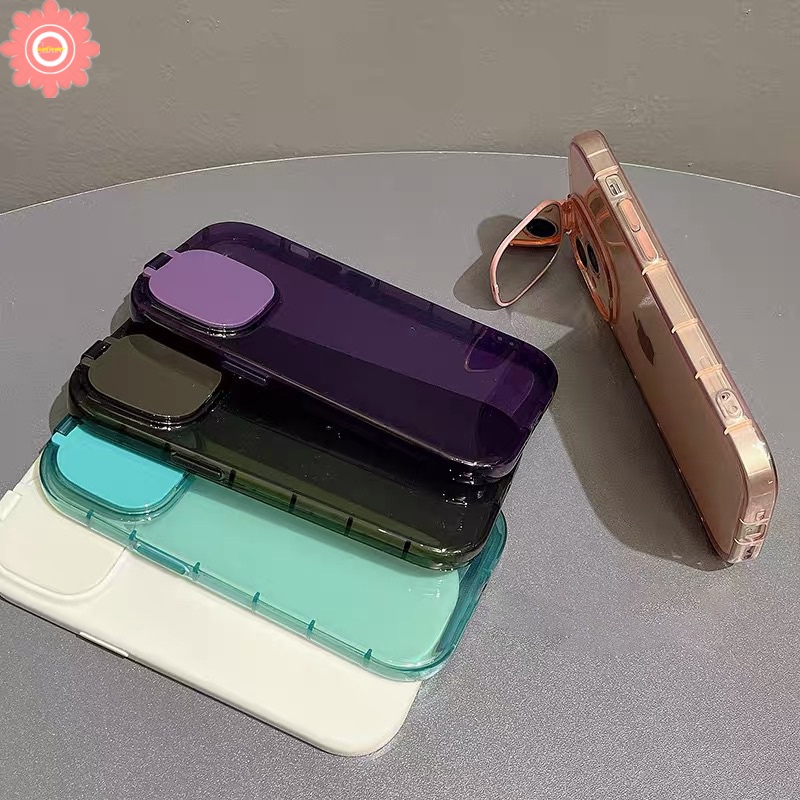 2 In 1 Soft Case TPU Warna Macaron Dengan Cermin Makeup Untuk IPhone 8 7 Plus 13 12 11 Pro Max X XR