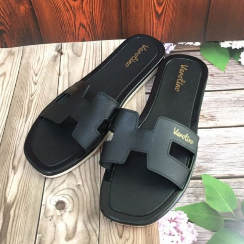 Sandal Flat Wanita Sandal Selop Hermes Karet Jelly