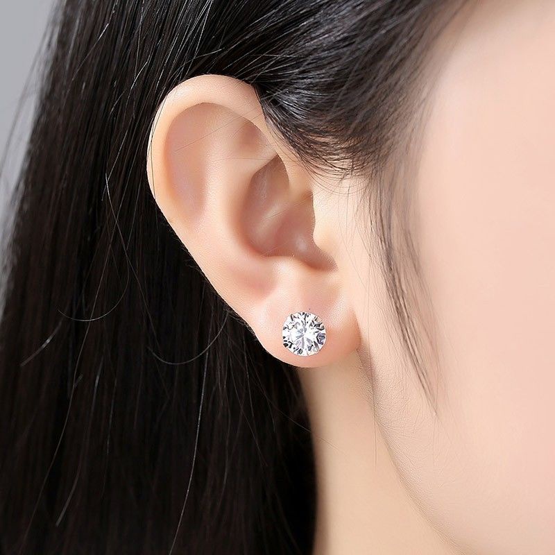 Tersedia 1 Pasang 925 Jarum Perak Enam Cakar Anting-Anting Zirkon Hypoallergenic Telinga Tulang Kuku-7mm