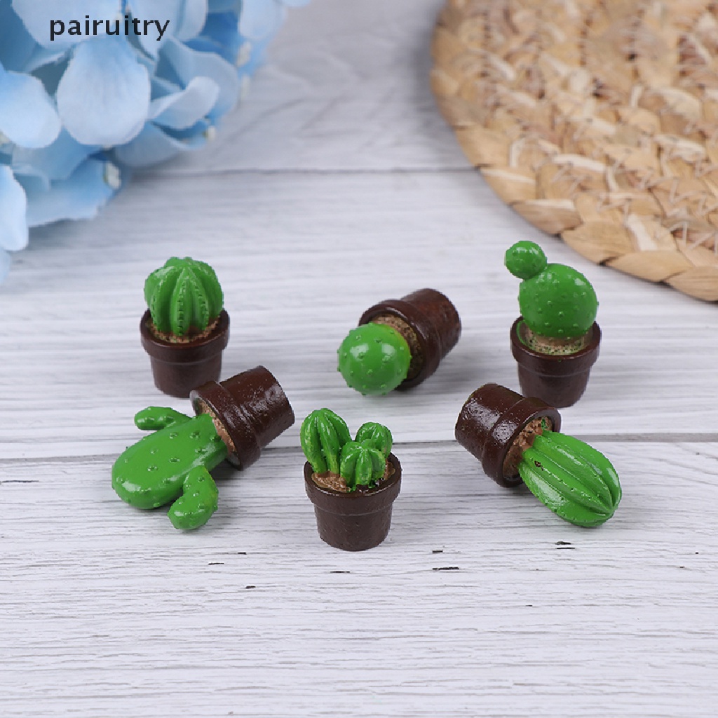 Prt 5pcs Miniatur Kaktus Bahan Resin Untuk Dekorasi Rumah Boneka DIY PRT