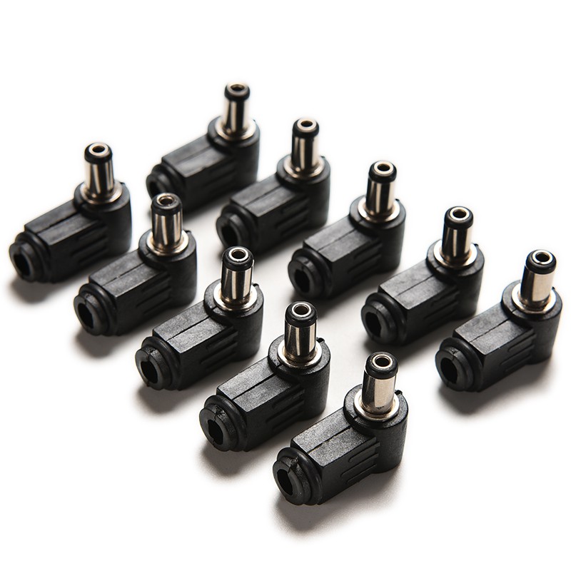 (Ele) 10pcs Konektor Power Male Plug 2.1x5.5mm 2.1mm Dc Sudut Kanan Warna Hitam / Putih