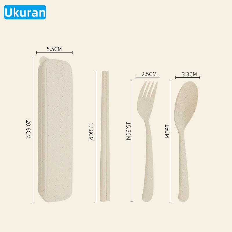 [Kaizen Living] Set Alat Makan 3 in 1 Serat Gandum / Wheat Cutlery Set Travelling/Alat Makan Hadiah