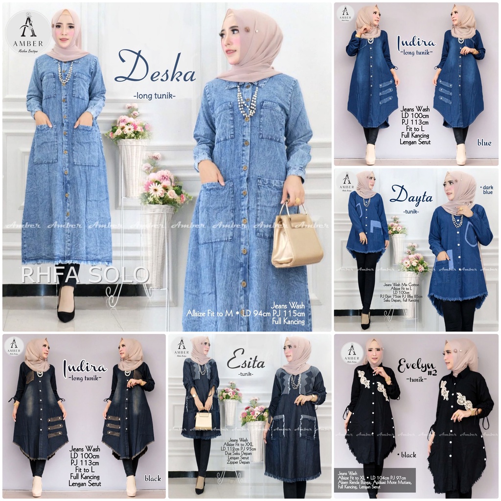 ATASAN JEANS / 29.9 / AYARA KIELE ELENA JANNICE RANITA DANISA DESKA JANDI MOSCHIA RENA RONA ANADA / TUNIK / ALLSIZE / FIT L-XL / BUSUI / AMBER