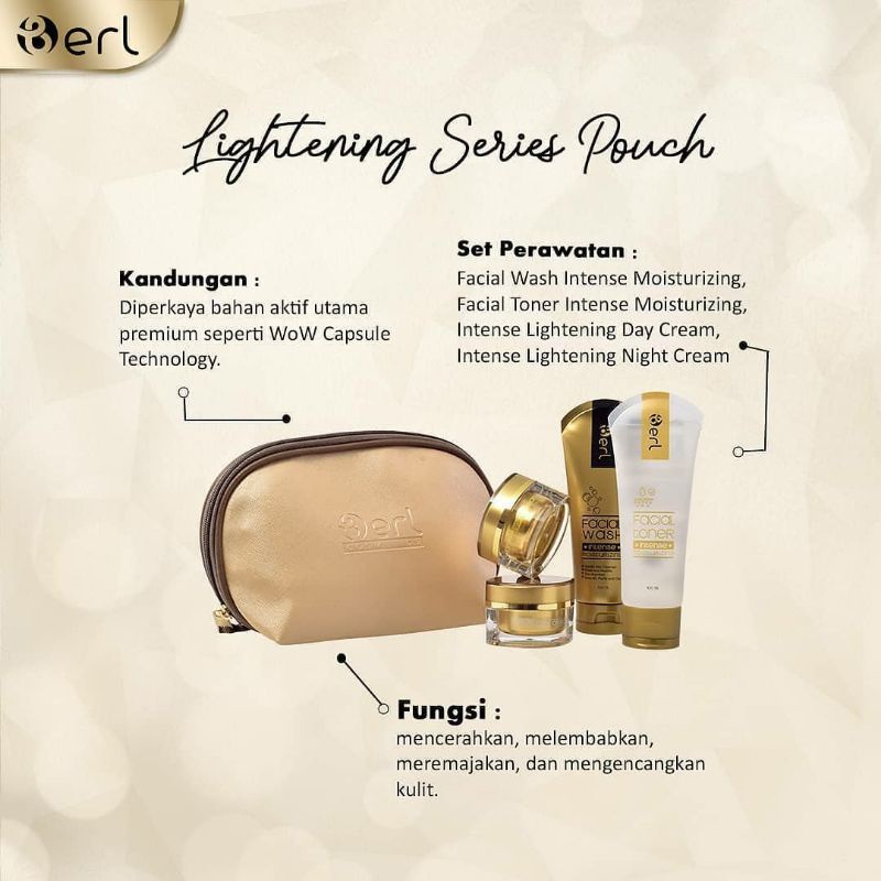 PAKET B Erl Lightening Series Kosmetik Cosmetics Skincare Halal | WFH I Glowing | Luxury Berl Pouch