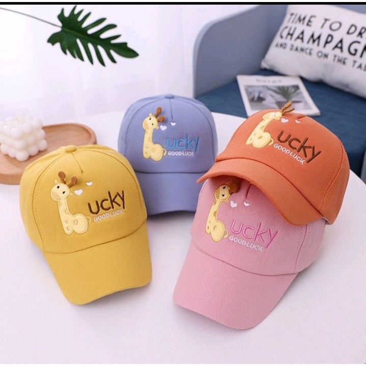 Topi Base Ball Anak Lucky Good  Topi Anak Baseball - Topi Anak Bordir Motif Karakter Lucu - Topi Anak Unisex