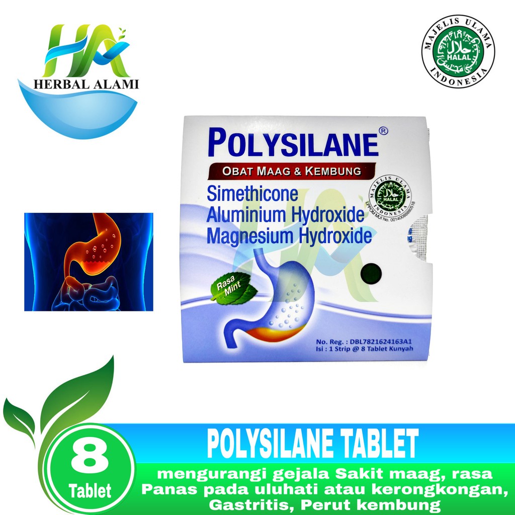 Polysilane Tablet Kunyah - Obat maag dan perut kembung
