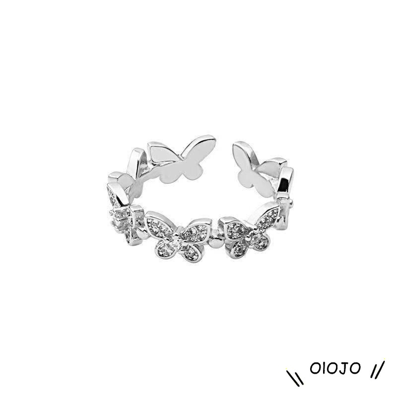 【COD】Cincin Model Terbuka Desain Kupu-Kupu Aksen Berlian Gaya Korea