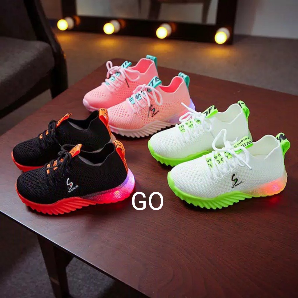 gos SK OBB Sepatu Sneakers Anak Laki-Laki / Perempuan Casual Bayi Import LED