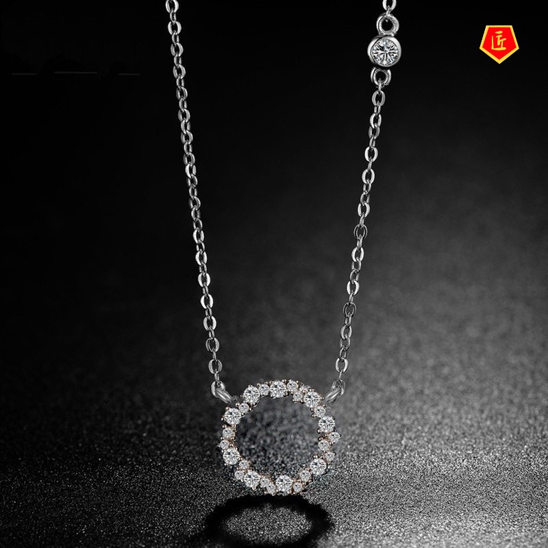 [Ready Stock]Silver Necklace Women's Diamond Pendant Necklace Simple Fashion All-Matching