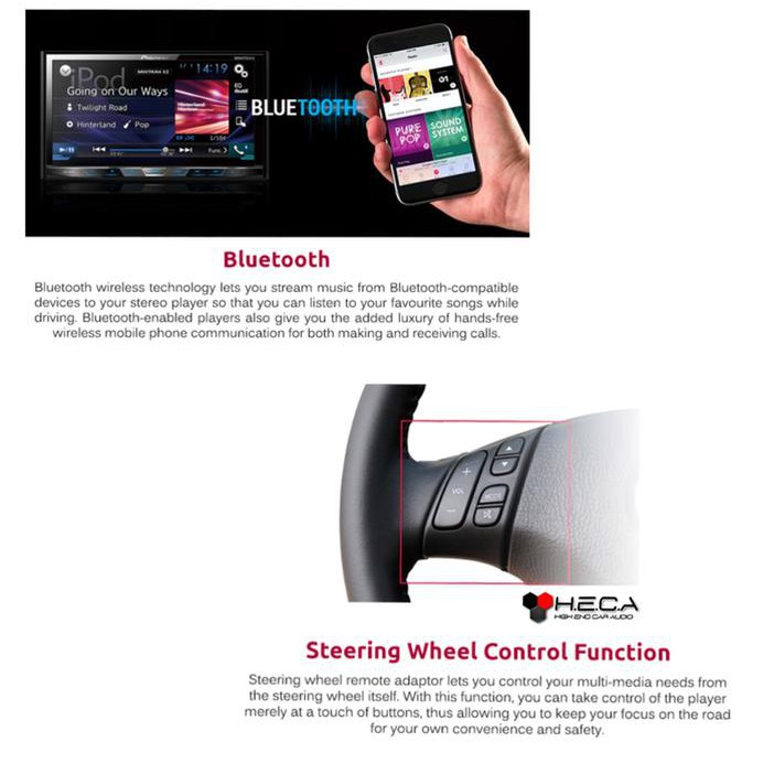 Pioneer AVH-X595BT Head Unit Double Din AVHX595BT Tape Mobil X595 BT