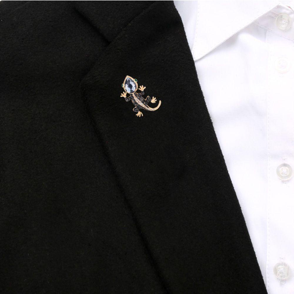 Agustina Perhiasan Lucu Mewah Bersinar Hewan Cicak Bros Brooch Pin
