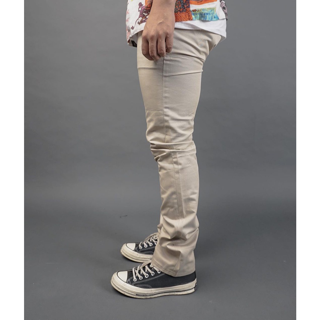 CELANA PRIA SVGE DENIM &quot;PRISMA&quot; CREAM CHINO PANTS RAINBOW ACCENT SELVEDGE | CELANA PRIA DAN WANITA