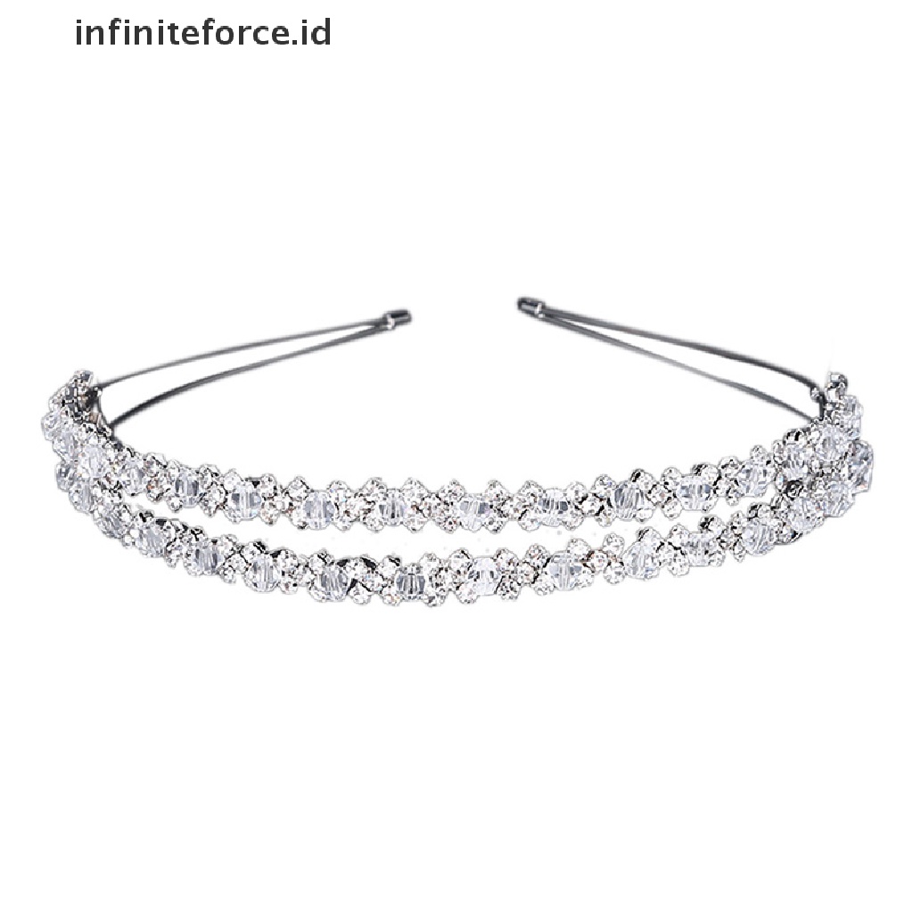 Infiniteforce.id Mahkota / Tiara Handmade Lapis Ganda Hias Kristal Untuk Pengantin Wanita