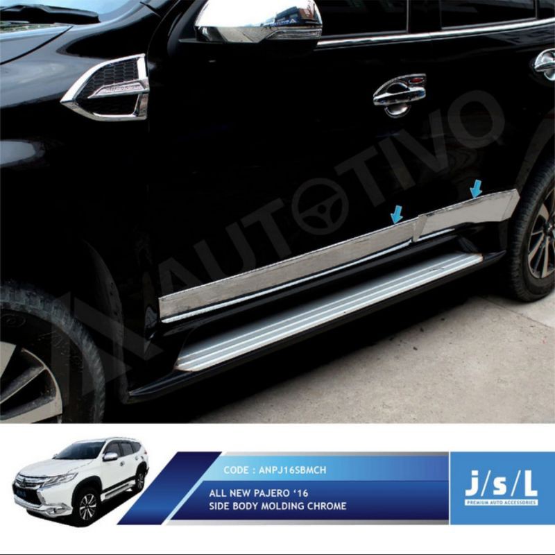 list body samping all new Pajero sport/ side body molding Hitam &amp; Chrome jsl