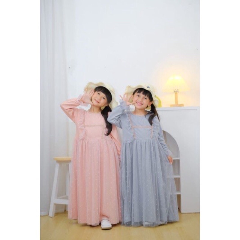 FLOWER KIDS GAMIS RUFFLE LACE FLOWKIDS / Gamis Lace Renda Anak Free Dress