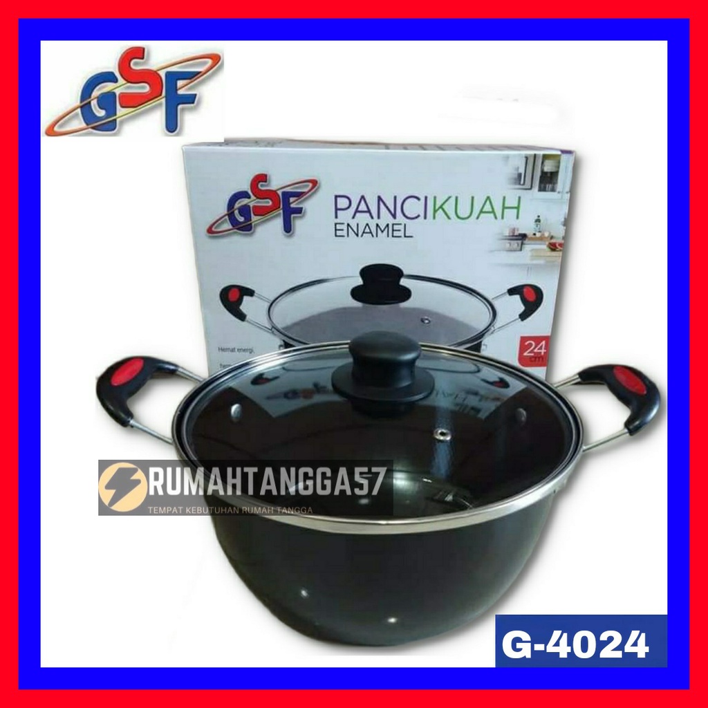 PANCI KUAH GSF 24CM / PANCI KUWAH GSF 24CM / PANCI ENAMEL TUTUP KACA / PANCI KUAH ENAMEL 24CM GSF