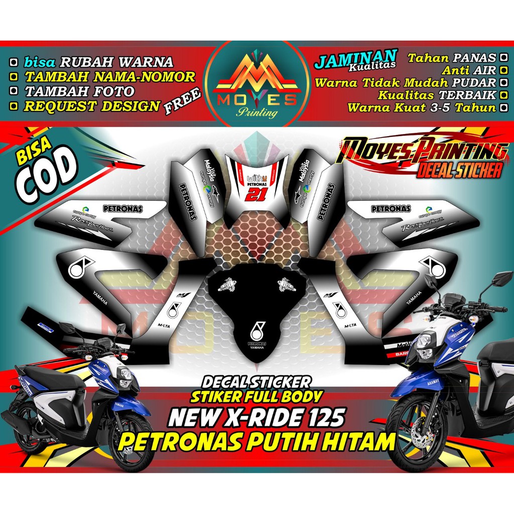 cod stiker motor x-ride full body stiker x-ride decal stiker motor x-ride 125 full body_PETRONAS PUT