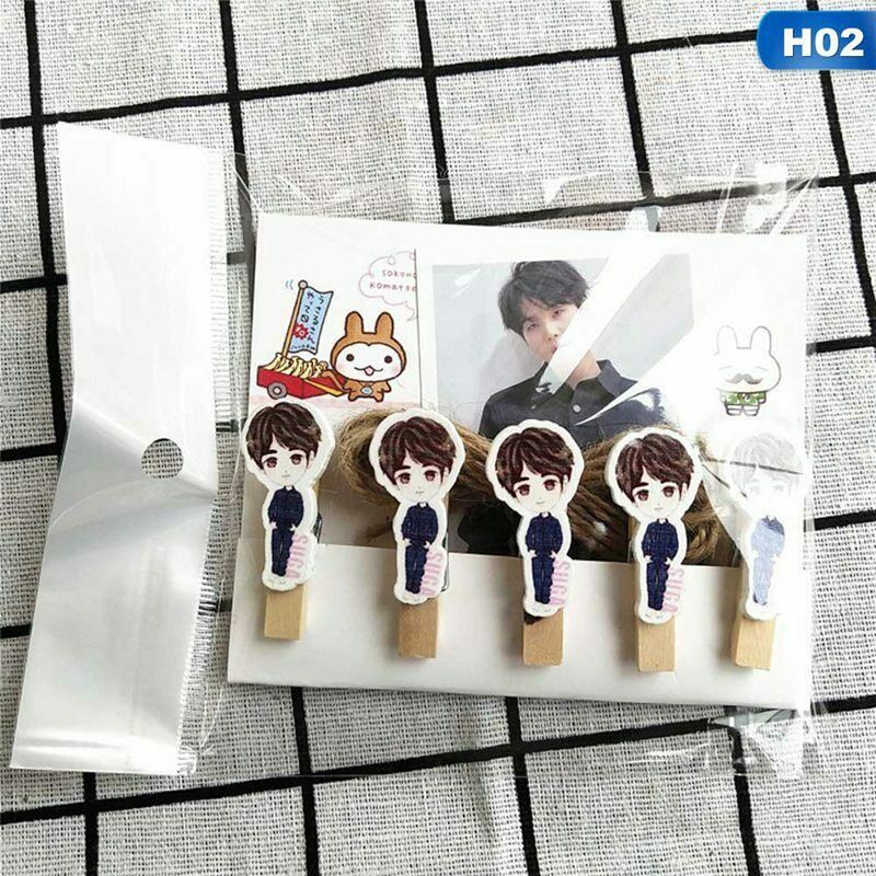 

( BTS ) Yo Yo Store Set 5Pcs Kartu LOMO Foto Kpop BTS Bangtan Boys Personal Bahan Tali + Klip +