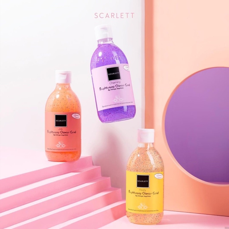 SCARLETT Whitening Shower Scrub Charming | Freshy | Jolly Shower Scrub 300ml - Sabun Mandi Cair BPOM