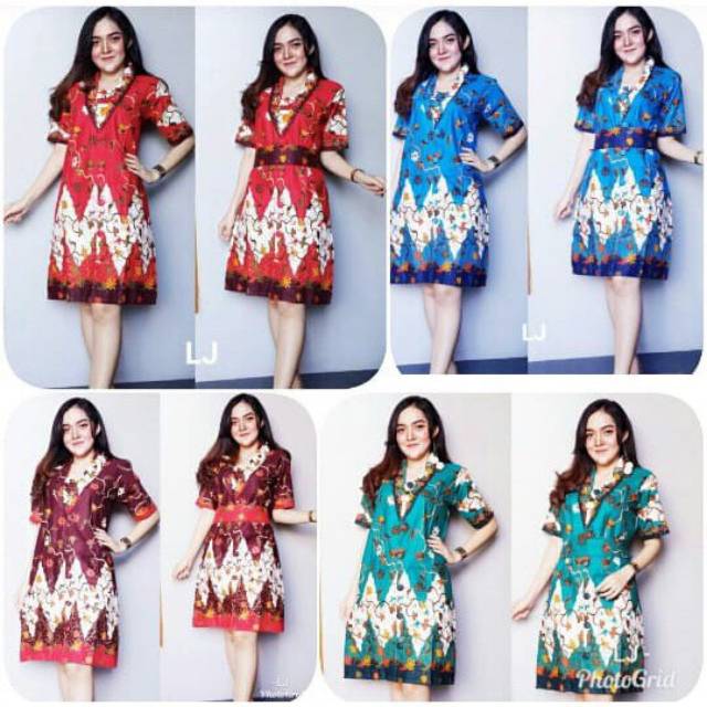 Dress Batik Cantik / Batik Dress Modern / Seragam Batik Kantor Kerja / Batik Wanita Jumbo
