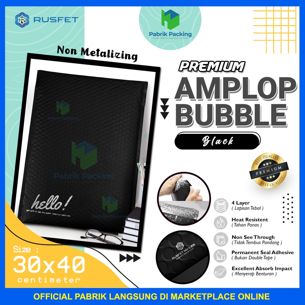 

Amplop Bubble Murah | Bubble Mailler | Polly Bubble Packing Premium Black 30x40cm Satuan