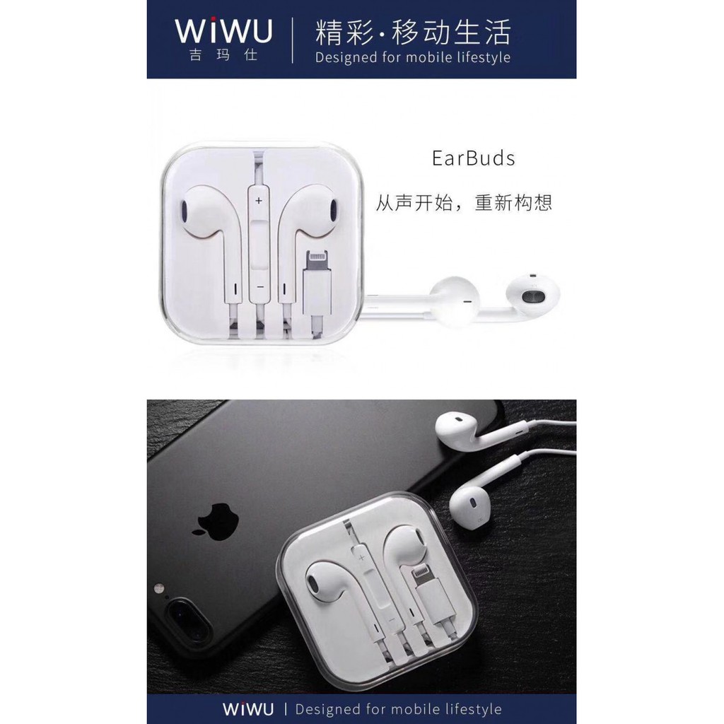 Original WIWU EB01 - Earbuds Earpods Lighting with Charging Function