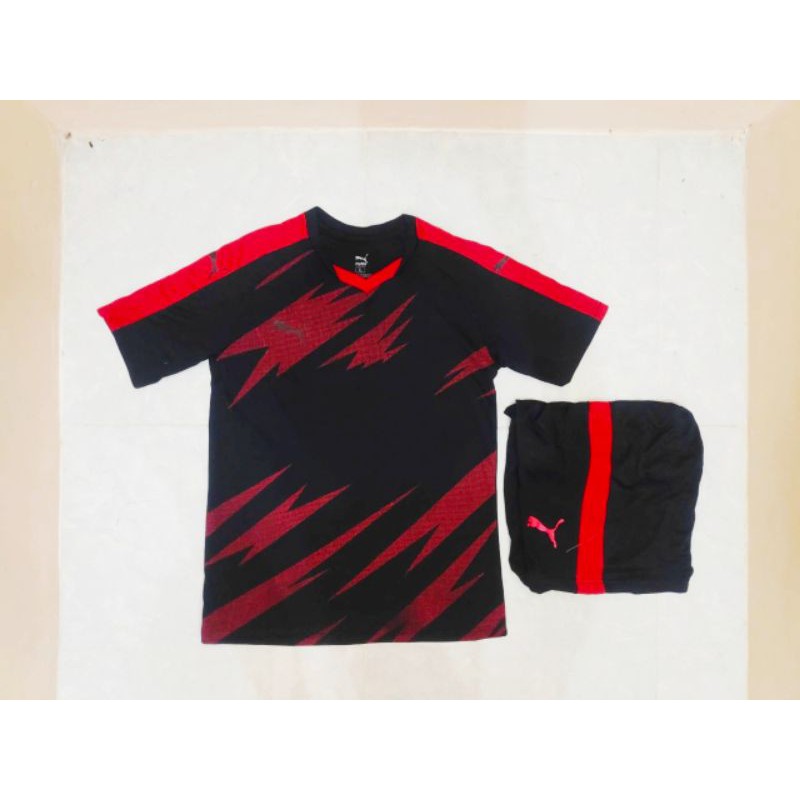 PUMA BVB HITAM LIST MERAH KOSTUM FUTSAL JERSEY KAOS BAJU BOLA SETELAN STELAN 26sport