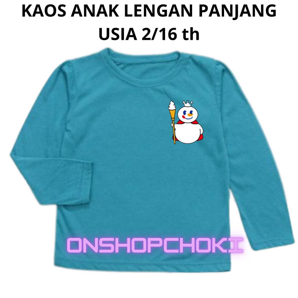 Kaos Anak Lengan Panjang Gambar MIXUE Unisex Cowok Cewek Usia 2-16th Kaos oblong anak lengan panjang