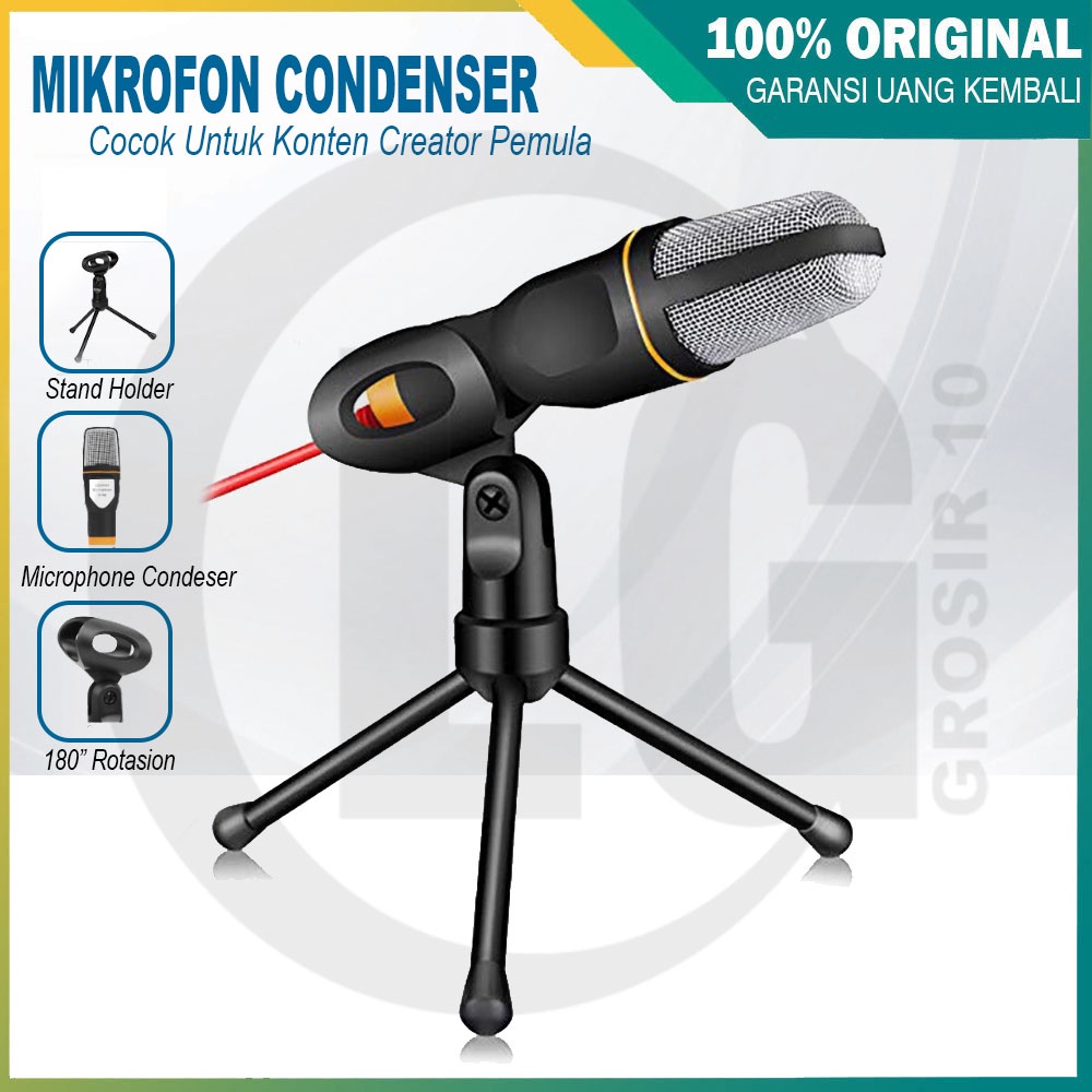 Mic Condenser SF-666 Free Stand + Mic Holder / Mikrofon Gaming Mic Youtube