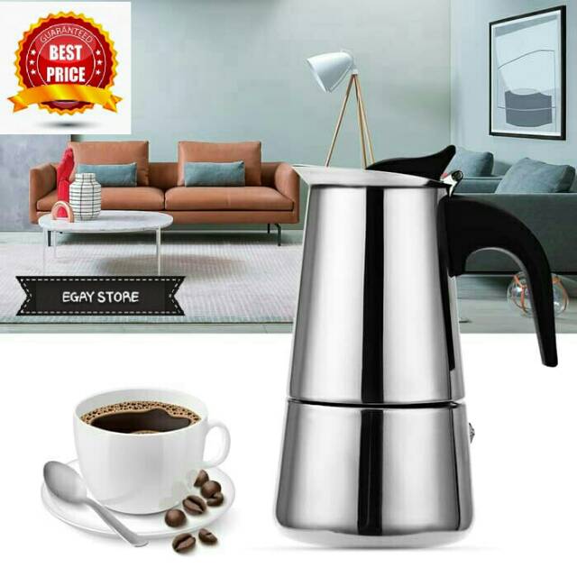 Moka Pot Coffee Espresso Teko Termos Kopi Moka / Coffee Maker Tea Maker Stainless Steel 300ML