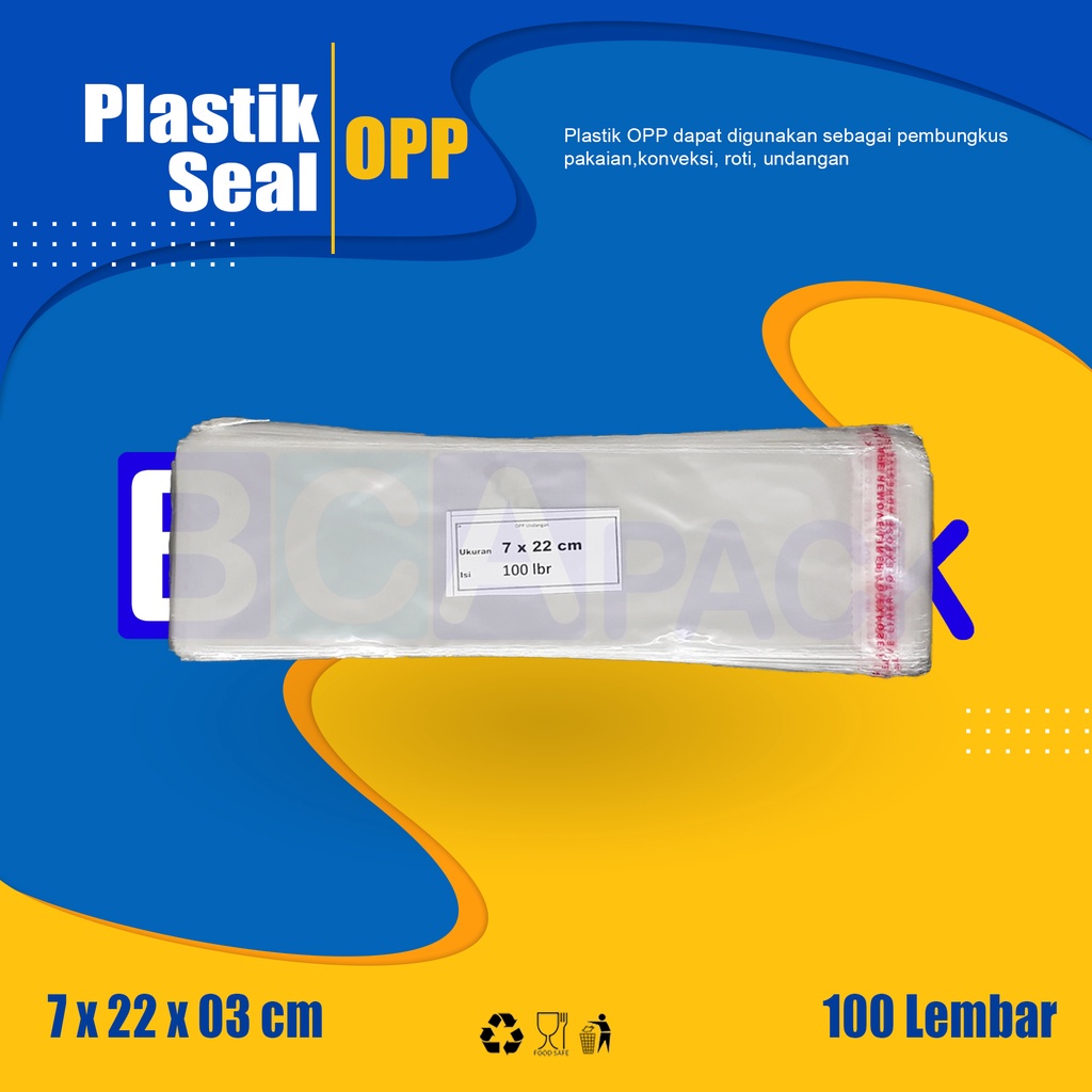 Jual Plastik Seal Opp Ukuran 7 X 22 X 03 Plastik Kemasan Bening Isi 100 Lembar Shopee Indonesia 8522