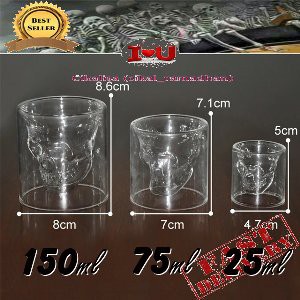 Jual Skull Head Vodka Shot Glass Cup Crystal 25ml Diskon