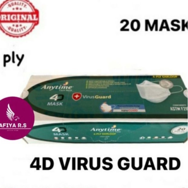 Masker Anytime 4ply Virus Guard isi 20 Pcs