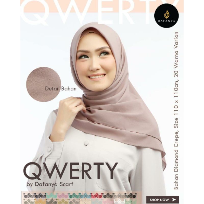  Jilbab  Segiempat Dafanya Qwerty Diamond Crepe Lasercut 