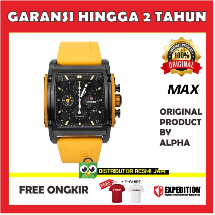 JAM TANGAN ORIGINAL EXPEDITION E 6798 E6798 6798M BLACK YELLOW RUBBER GARANSI RESMI ORI PRIA COWOK C