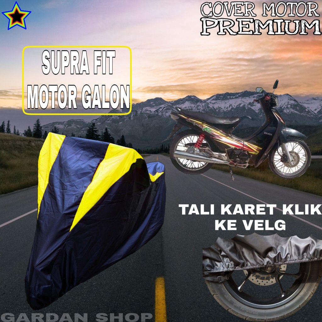 Sarung Motor SUPRA FIT MOTOR GALON Hitam Kuning Body Cover Penutup Pelindung Motor Supra Fit PREMIUM