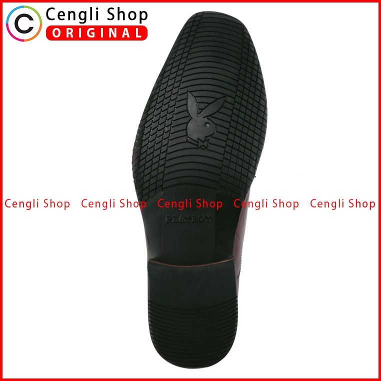 SEPATU PANTOFEL KULIT PLAYBOY PRIA ORIGINAL CASUAL SEMI FORMAL BRANDED ASLI MERAH MAROON PL87