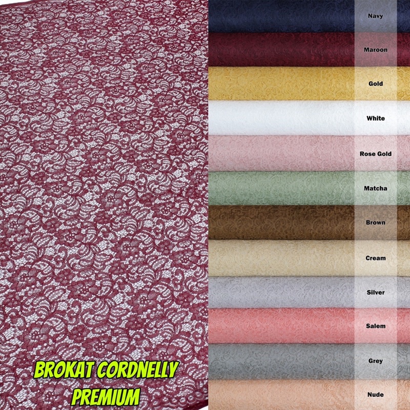 KAIN BROKLAT CORDNELLY PER 0.5M TERMURAH GLITTER HIGH QUALITY FABRIC PREMIUM LACE BRUKAT COTTON