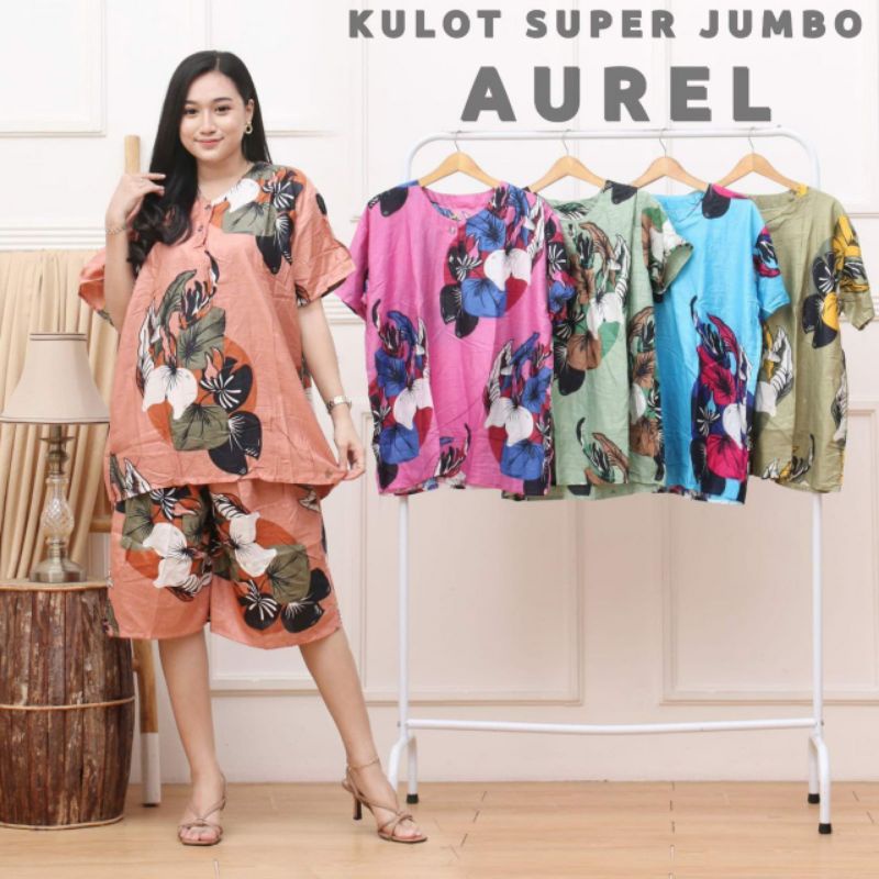 SETELAN CELANA PENDEK KULOT SUPER JUMBO LD 120-130 DADA KANCING BUSUI BAHAN RAYON SUPER BERKUALITAS.