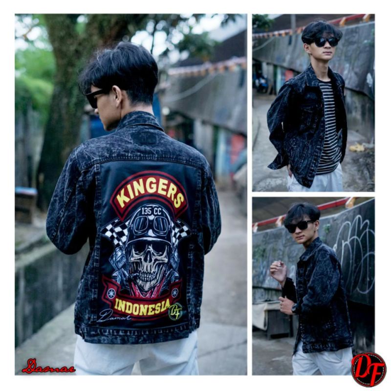 JAKET JEANS SANDWASH GAMBAR ONE PEACE BELAKANG - JAKET JEANS SANDWASH MOTIF - JAKET JEANS PRINTING