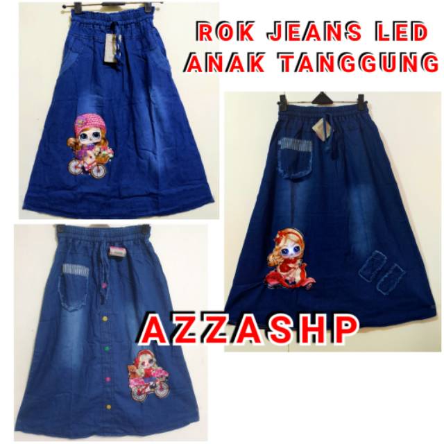 BISA COD/ROK JEANS LED ANAK TANGGUNG (BISA MENYALA)