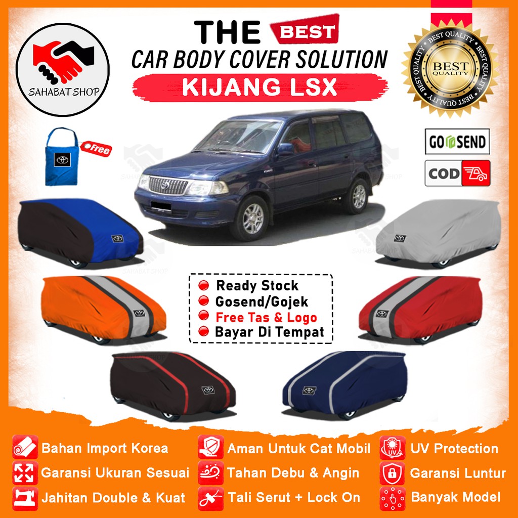 Sahabat Body Cover Mobil Kijang / Sarung Penutup Toyota Kijang LSX Outdoor / Tutup Mantel Selimut Kerudung Pelindung Pembungkus Jas Terpal Mantol Bungkus Tutupan Kelambu Kerodong Mobil Kijang Waterproof Anti Air Model Orange