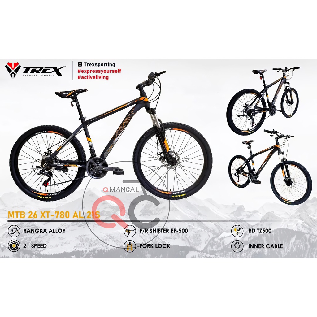 MTB Aluminium Alloy Trex XT-787AL Sepeda Gunung 21 Speed Fork Lock