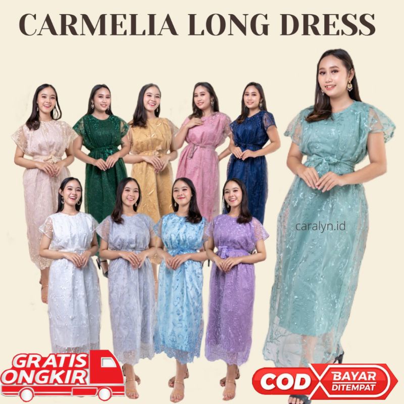 LONG DRESS BRUKAT WANITA CANTIK CARMELIA