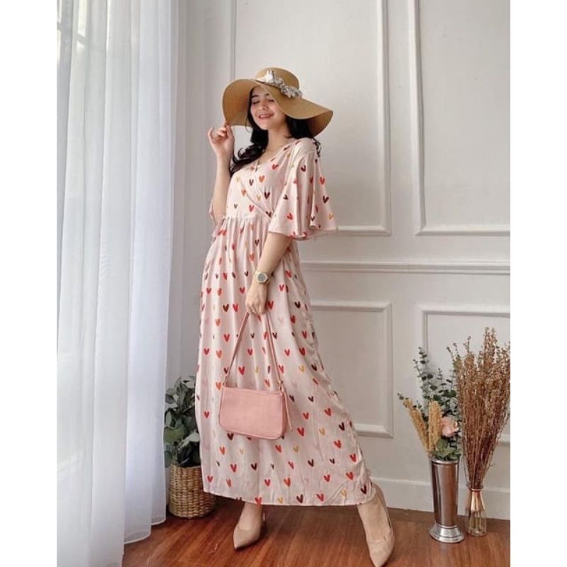 Daster Kekinian Daster Kimono Busui Tali Samping Panjang Semata Kaki Bahan Rayon viral