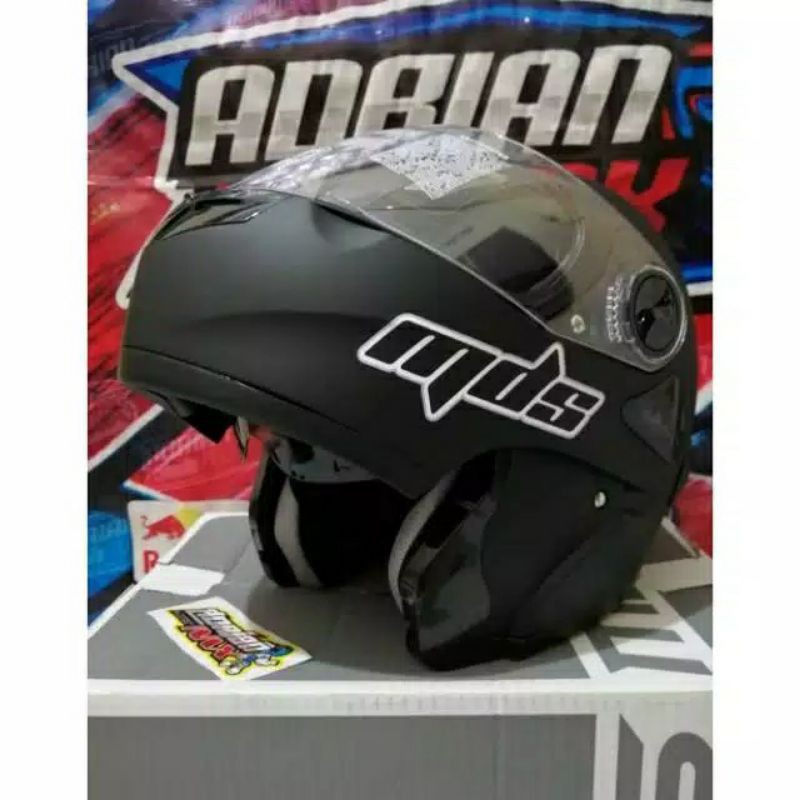 MDS PRO RIDER BLACK DOFF DOUBLE VISOR HELM TOURING MODULAR MDS PRORIDER HITAM ORI MURAH SNI