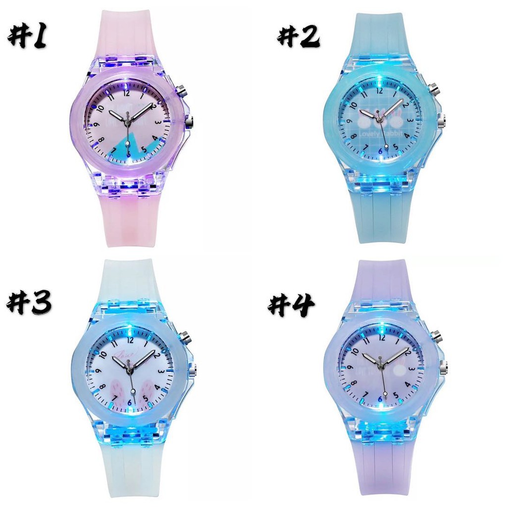 Jam Tangan Wanita Analog Quartz Jelly LED Korean Fashion / Jam Tangan Jelly LED Import