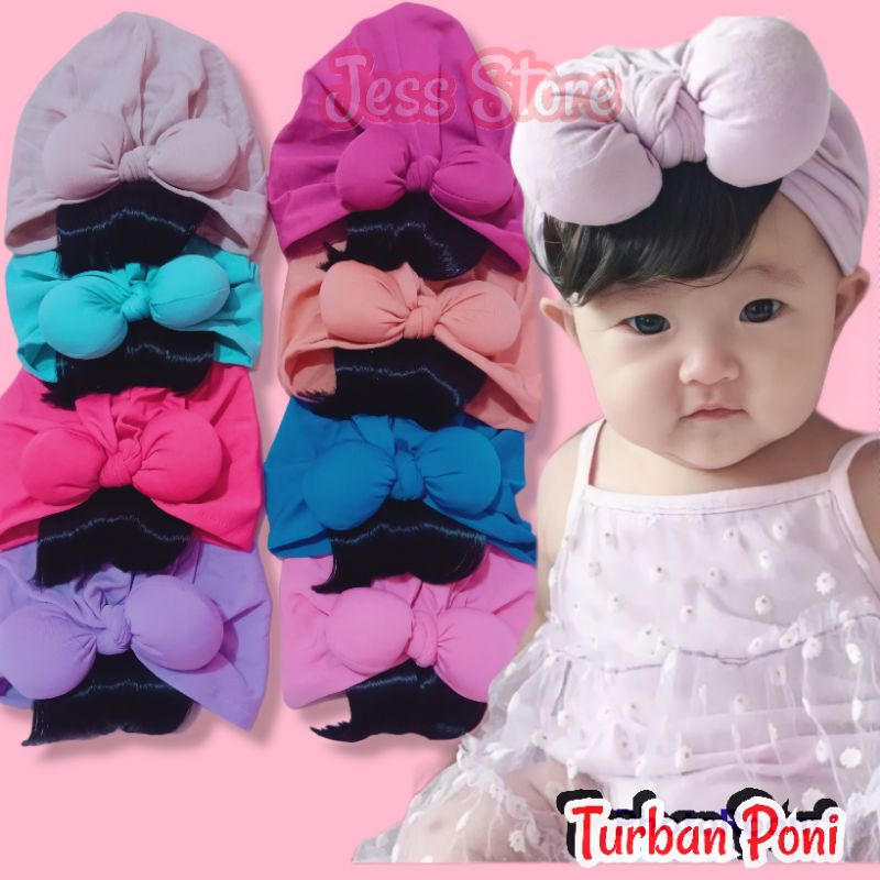 Turban Pita Poni / Topi Turban Anak Poni / Ciput Anak Poni Size:0-3T