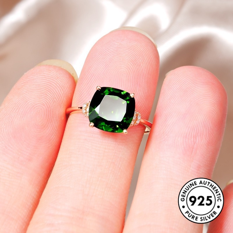 Cincin S925 Silver 18k Rose Gold Hijau Harta Karun