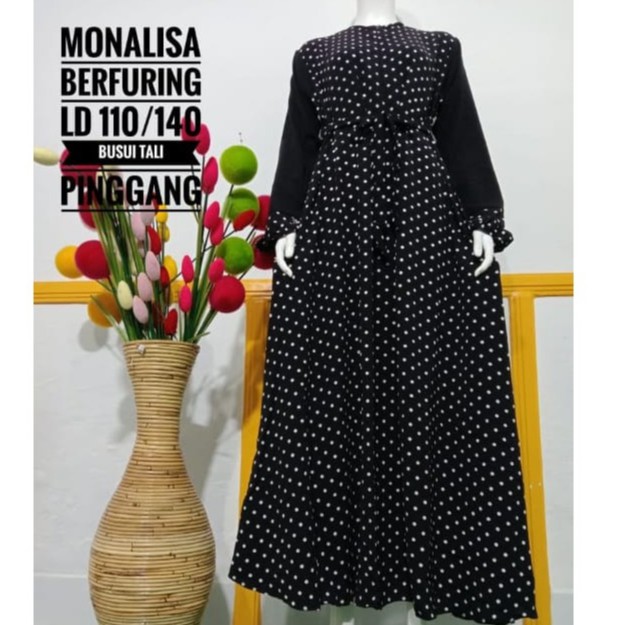 GAMIS MONALISA VELISIA polos polkadot KOMBINASI wolfis motif baju wanita cewek abaya hamil menyusui